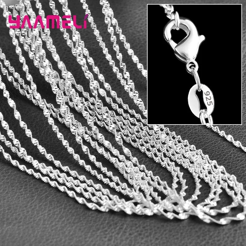 Authentic 5PCS Solid 925 Sterling Silver Jewelry Chains Necklace with Lobster Clasps fit Men Women Pendant 18 Designs 16-30 Inch