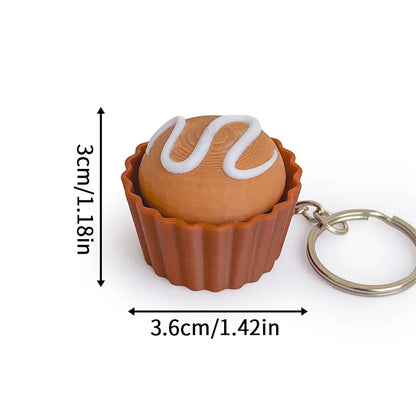 3D Printed Cappuccino Coffee Cup Keyrings Creative Clicker Button Dessert Keychains Office Stress Relief Keyboard Fidgets Gifts