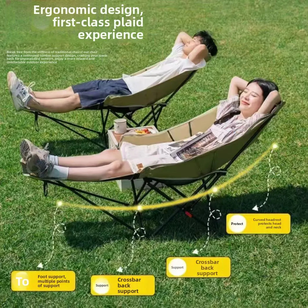 Outdoor folding chair, portable for sitting and lying down, office nap lounge chair with leg dragging, lounge chair