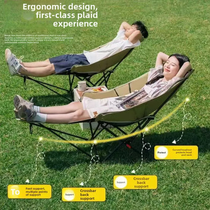 Outdoor folding chair, portable for sitting and lying down, office nap lounge chair with leg dragging, lounge chair