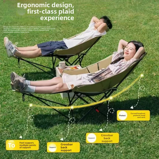 Outdoor folding chair, portable for sitting and lying down, office nap lounge chair with leg dragging, lounge chair