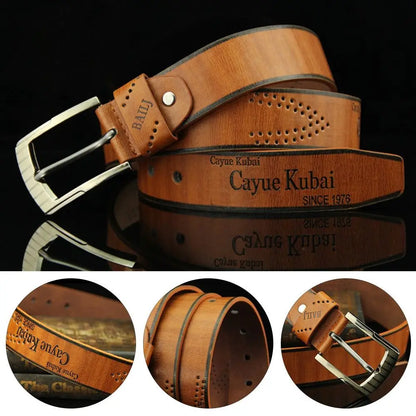 Durable Cowboy Leather Belt Casual Vintage Pin Buckle Waistband Pants Bands Men's Belt