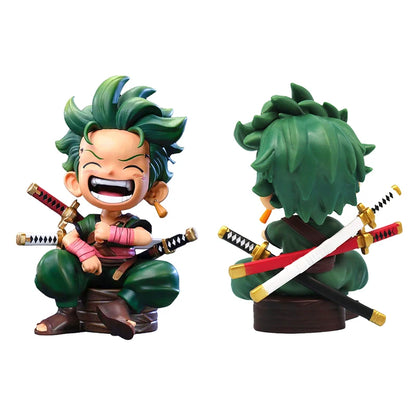 Anime peripheral series new ONE PIECE Luffy Solon Sanji Q-version sitting posture model figurine toy for children birthday gifts