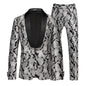 Man Outfit Fashion Printed Patchwork Slim Long Sleeve Men Suit Sets Single-breasted Blazer Straight-leg Pants Male 2-piece Suits
