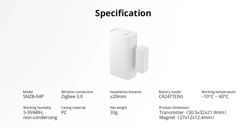 SONOFF SNZB-04P Zigbee Door Window Sensor Home Security Alarm Sensor Local Smart Scene Works with Alexa Google Home Smartthings