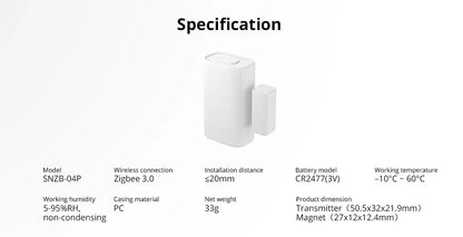 SONOFF SNZB-04P Zigbee Door Window Sensor Home Security Alarm Sensor Local Smart Scene Works with Alexa Google Home Smartthings