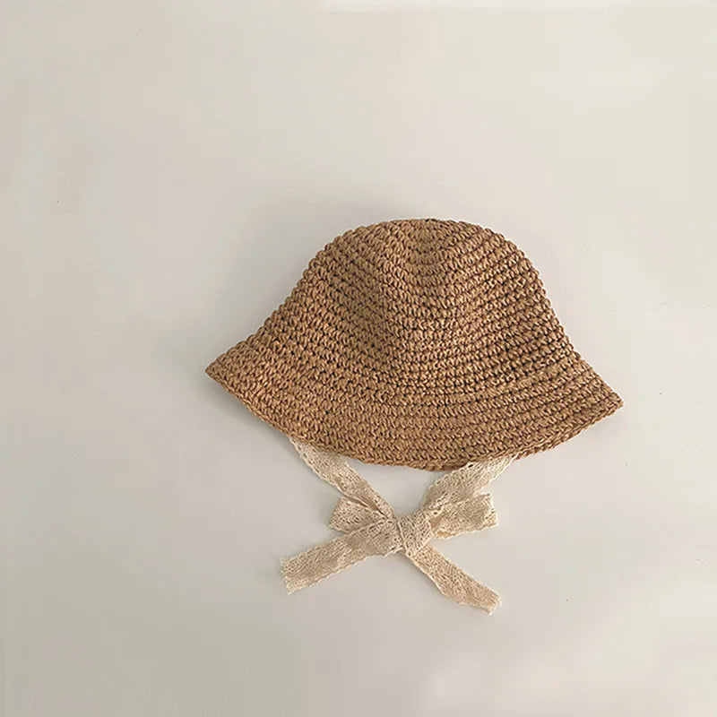 Korean style straw hat for little girls from 1 to 6 years old, sun protection, Korean style