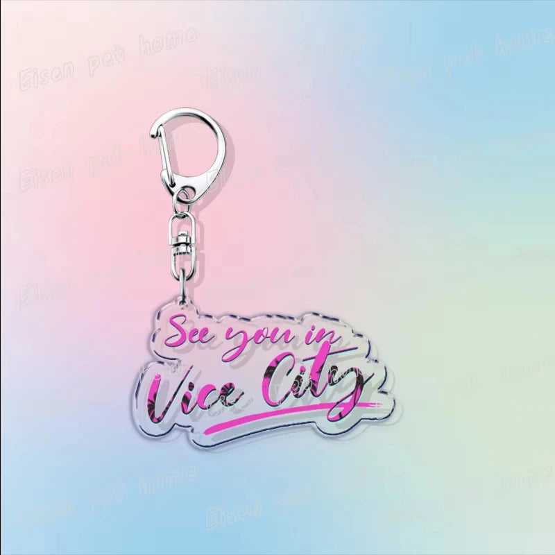 Classic Game Vice City Keychains for Accessories Bag Charm San Andreas Pc Games Lovers Keyring Jewelry Fans Gifts