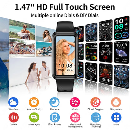 LIGE Fashionowy Smartwatch z Pełnym Ekranem Dotykowym Męski Damski Przypomnienie o Połączeniach Bransoletka Damska 100+ Trybów Sportowych Monitor Tętna Smartwatch