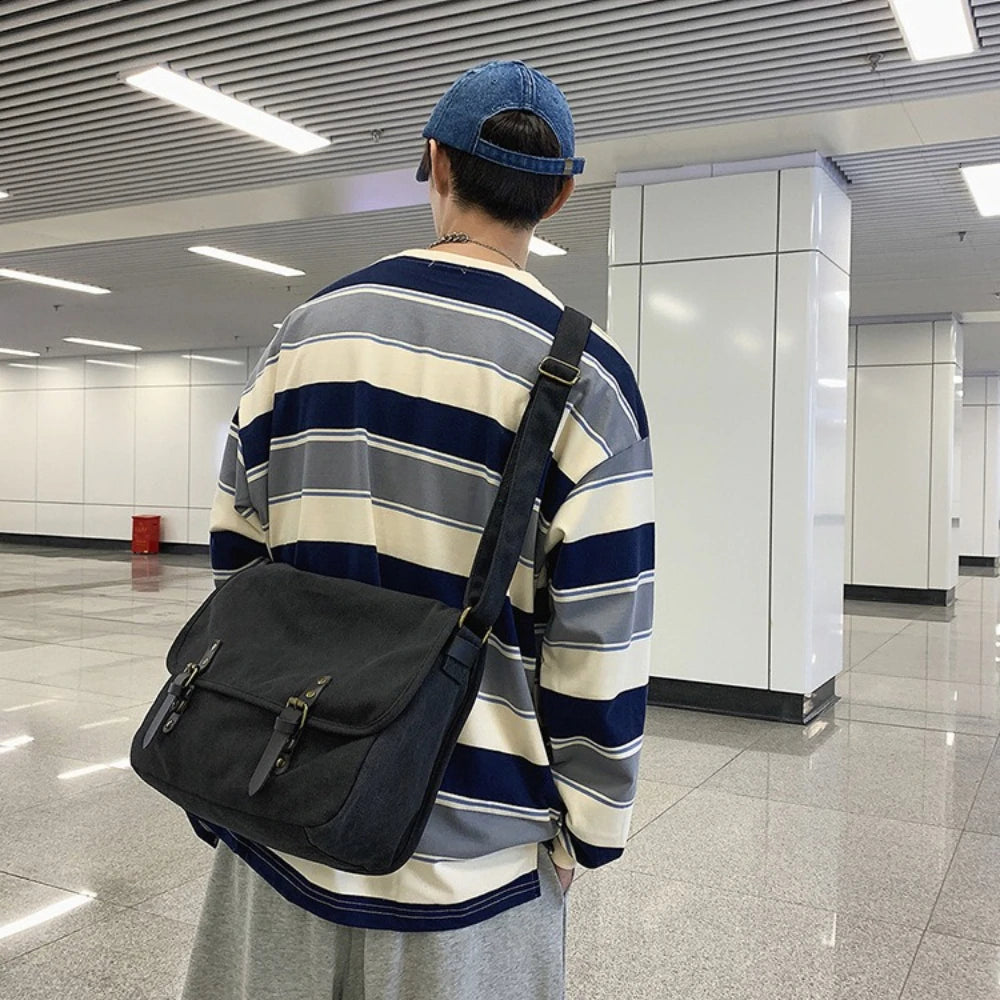Canvas Large Capacity Mens Casual Handbags Vintage Shoulder Messenger Bag Leisure Student Satchel Package Bolsos Crossbody Bags