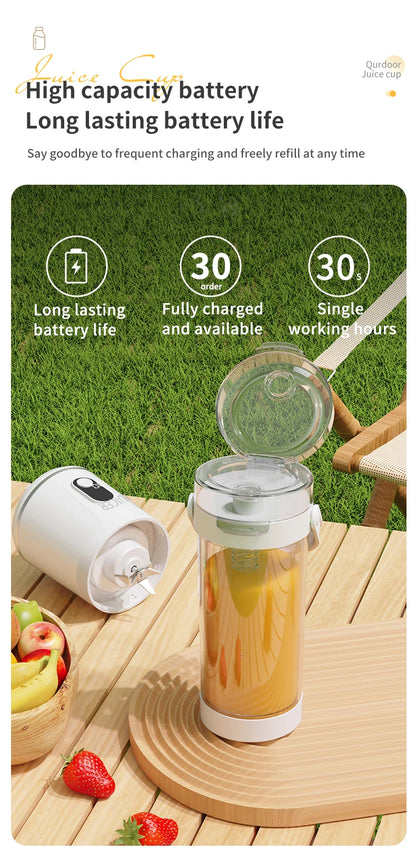 Portable 600ML Juicer Cup 12 Blades for Shakes Smoothies Rechargeable USB Traveling Fruit Juicer Double Cup Fruit Blender