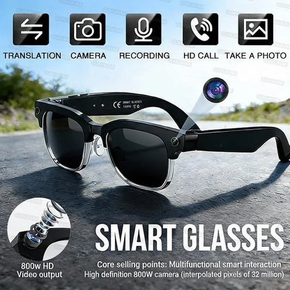 New AI Smart Glasses, 800W Camera Video Recording, AI Photo Recognition, Bluetooth Call & Voice Translation Eyewear