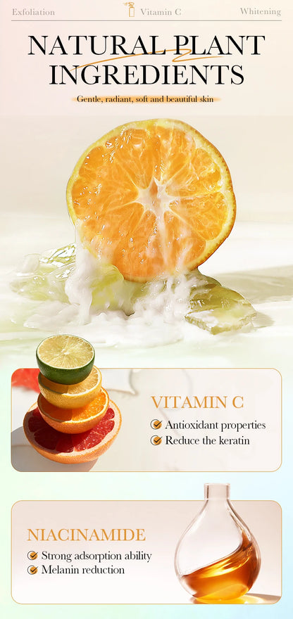 Vitamin C Gentle Face Exfoliating Peeling Gel Body Cleansing Scrub Foot Peeling Spray Blackhead Removal Face Cleanser 100ml