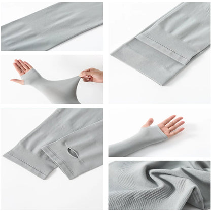 Long Gloves Sun Uv Protection Hand Protector Cover Arm Sleeves Summer Ice Silk Sunscreen Outdoor Arm Warmer Half Finger Sleeves