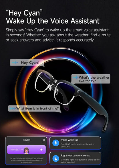 New AI Smart Glasses, 800W Camera Video Recording, AI Photo Recognition, Bluetooth Call & Voice Translation Eyewear