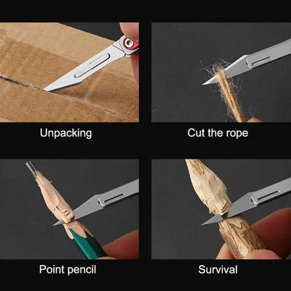 Mini Sharp Folding Art Knife with Replaceable Blade, Portable Unboxing Knife, Paper Cutting Knife, Outdoor Portable Keychain
