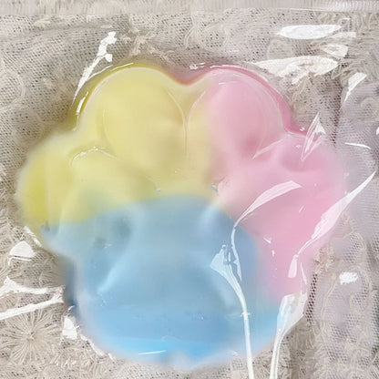 Three-Color Rainbow Cat Paw Squishy Pinch Squeeze Toy Cute Soft Slow Rebound Stress Relief Jelly Pinch Fifget Toy for Kids Adult