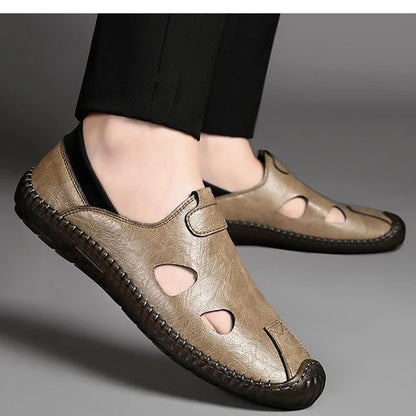 Men's Comfortable Soft-Soled Slip-On Sandals Breathable Hollow-Out Anti-Slip Wear-Resistant Business Casual Loafers-8222