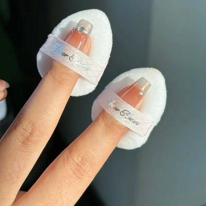 Flower Knows Mini Finger Powder Puff  For Eye & Corner Super Soft Sponge Cotton Blender Foundation Mix 2 Pc/Pack Makeup