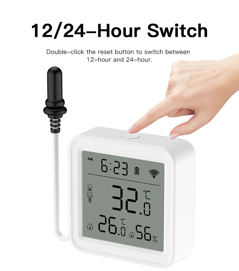 Tuya Zigbee WiFi Temperature and Humidity Sensor with External Probe Smart Home Thermometer work with SmartLife,for Refrigerator