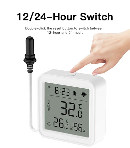Tuya Zigbee WiFi Temperature and Humidity Sensor with External Probe Smart Home Thermometer work with SmartLife,for Refrigerator