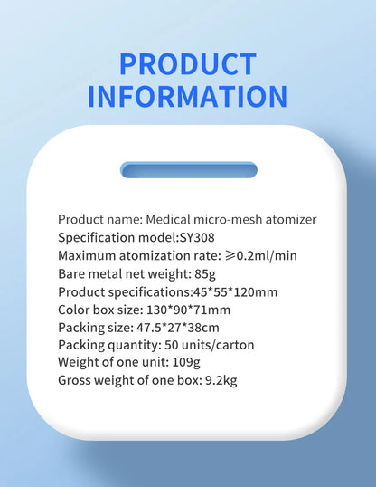 Medical Silent Mesh Nebulizer Handheld Asthma Inhaler Atomizer Children Health Care Mini Portable Nebulizer Humidifier