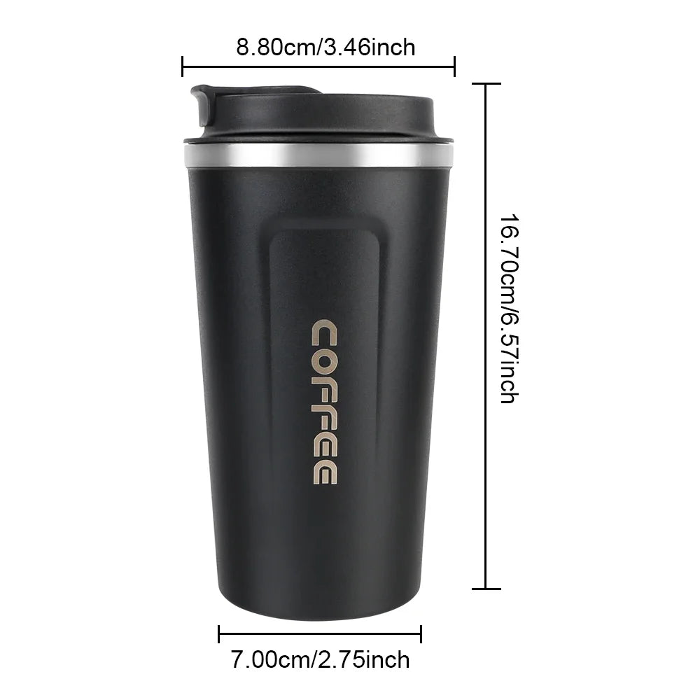Thermo Cafe Coffee Mug Car Thermos, 380/510ml Leak-Proof Travel Cup for Tea Water Coffee, Double Stainless Steel