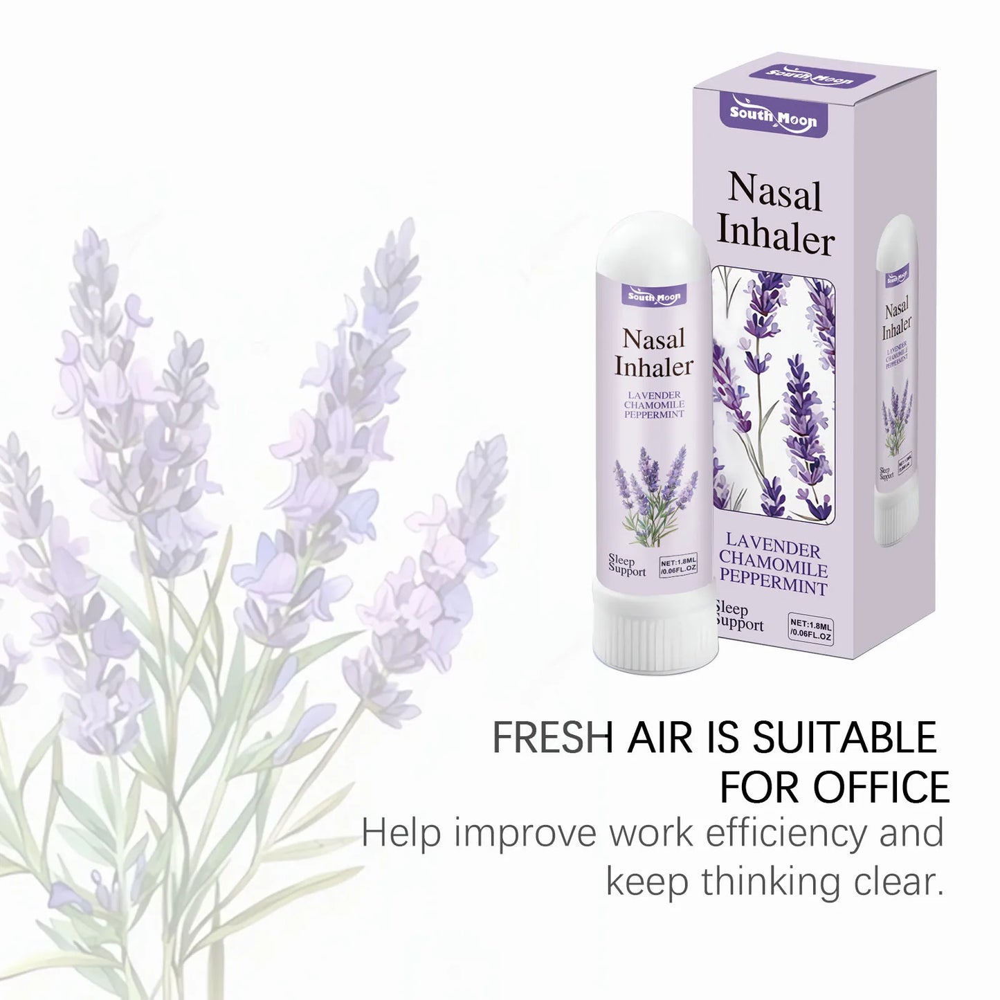 Lavender Chamomile Peppermint Nasal Inhaler Refreshing Breathing Support Sleep Aid Focus Boost Portable Daily Use