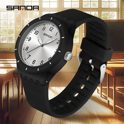 SANDA New Fashion Man Sports Watches Unisex Quartz Watch Simple Waterproof 50M Night Light Men Woman Student Gift Silicone Watch