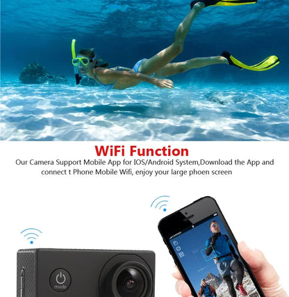 Action Camera Ultra HD 4K/30fps WiFi 2.0-inch 170D Underwater Waterproof Helmet Video Recording Cameras Sport Cam