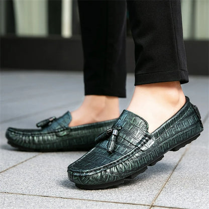 Men's Leather Tassel-Detailed Loafers, Men's Daily Casual Slip-On Footwear, Men's Reinforced Heel Slip-Proof Footwear Loafers