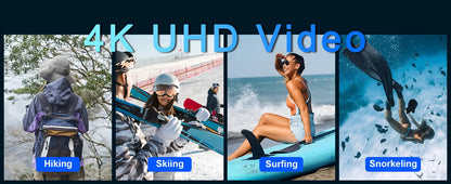 4K Underwater Camera 33FT Waterproof Camera for Snorkeling Dual-Screen Compact Dustproof Floatable Autofocus 64MP Digital Camera