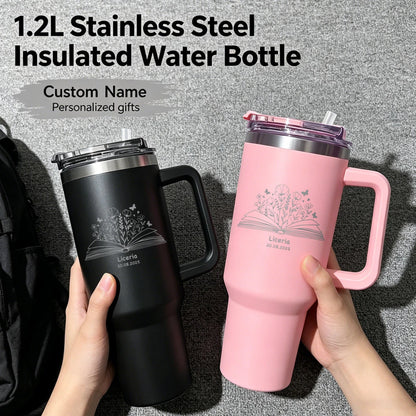 Custom Water Bottle Outdoor Thermos Portable 304 Stainless Steel Coffee Thermal Mug with Straw Tumbler Vacuum Flasks Cold & Hot