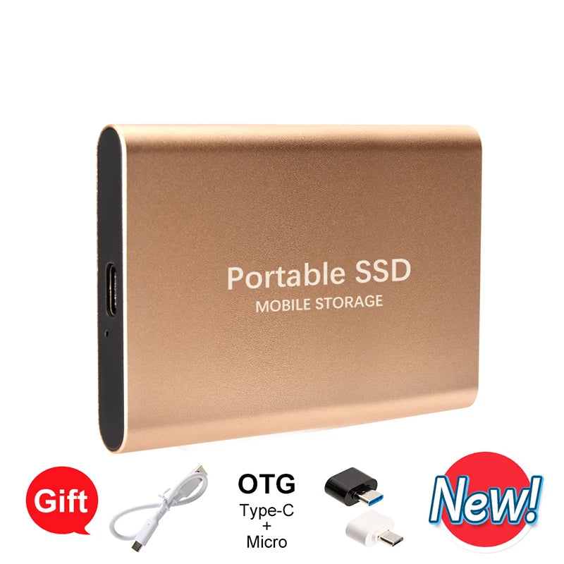 Large Capacity External SSD 2TB/4TB/128TB Type-C USB3.2 Portable Solid Disk Fast Transfer for Mac Desktop PC