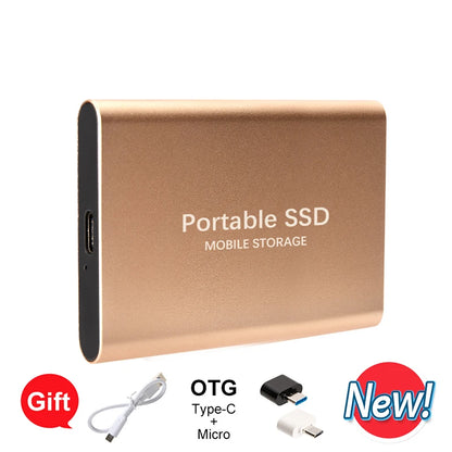 Large Capacity External SSD 2TB/4TB/128TB Type-C USB3.2 Portable Solid Disk Fast Transfer for Mac Desktop PC