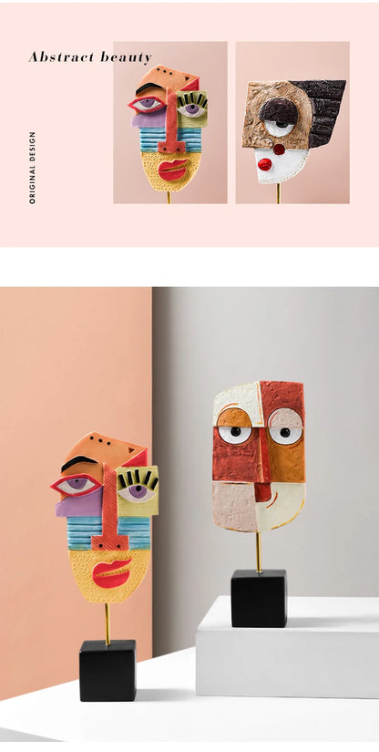 Abstract Facial Art Ornaments INS Nordic Style Home Resin Crafts Creative Living Room Wine Cabinet Decoration and Decoration