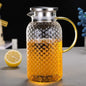 JUSTINLAU Cold Water Jug Heat-resistant Glass Teapot Large Capacity Rice Grain Pattern Boil Water Kettle for Kitchen and Dining