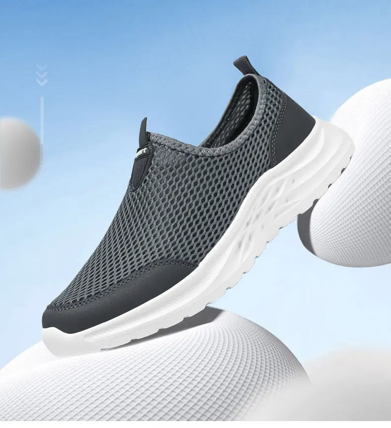 Men's Summer New Mesh Breathable Anti-Odor Slip-On Casual Shoes Lightweight Comfort Dad Walking Flats Soft Sole Outdoor Loafers