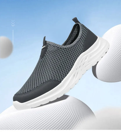 Men's Summer New Mesh Breathable Anti-Odor Slip-On Casual Shoes Lightweight Comfort Dad Walking Flats Soft Sole Outdoor Loafers