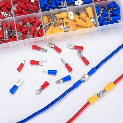 Vehicle Electrical Wire Connectors Kit Assorted Male Female Spade Ring Fork Butt Quick Splice Insulated Terminals For Automotive