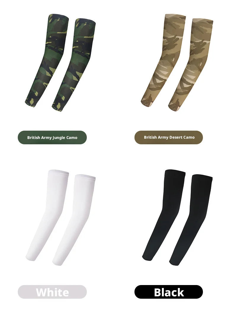 Cooling Arm Sleeves Tactical Camo Sun Protection Breathable Ice Silk UV Guard