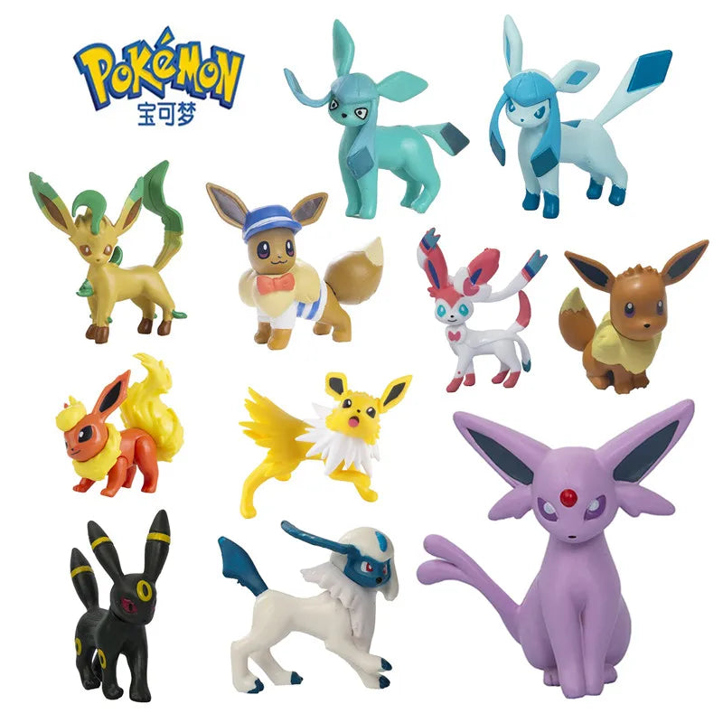 Pokemon Anime Action Figure Set - Pikachu Sun Elf Eevee Gengar Monsters Cartoon Model Toys Gift for Bulk Purchase
