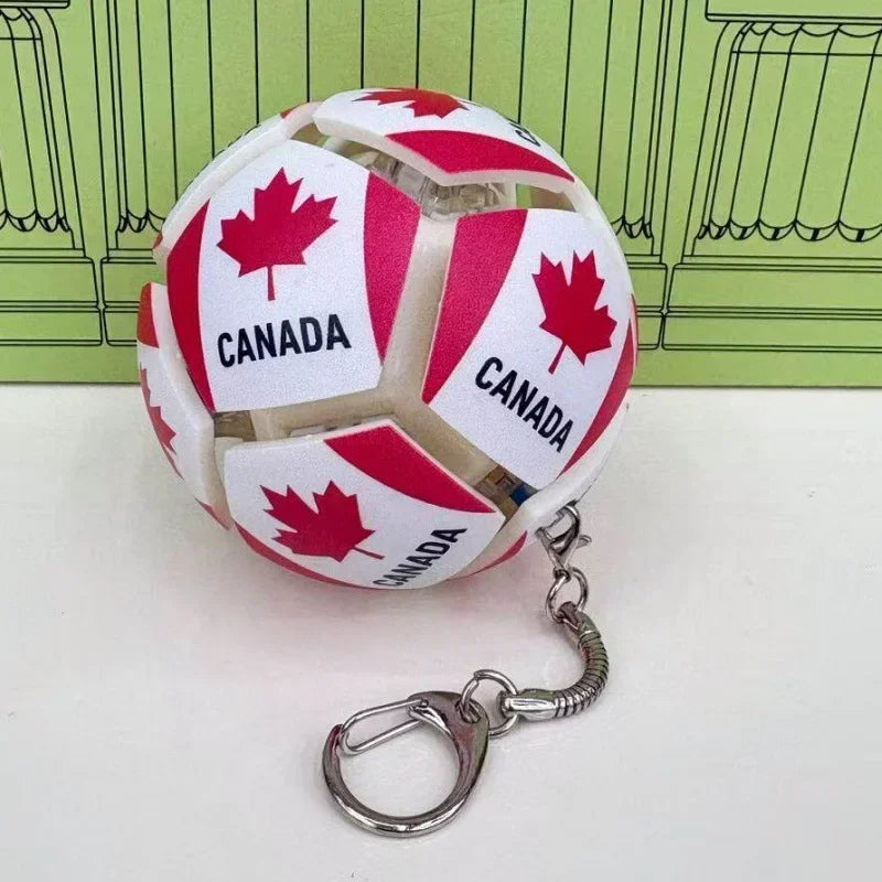 Football Soccer Keychain Fidget Stress Relief Pendant Multi National Team Souvenir Portable Decompression Toy With Gift Box