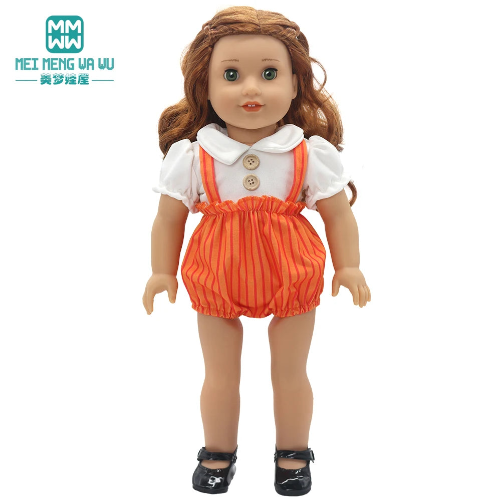 Fits 17-18inch American Doll and New Born Doll Clothes Fashion Dresses, Hooded Jumpsuit, Cardigan Strap Skirts Toys Gifts
