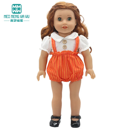 Fits 17-18inch American Doll and New Born Doll Clothes Fashion Dresses, Hooded Jumpsuit, Cardigan Strap Skirts Toys Gifts