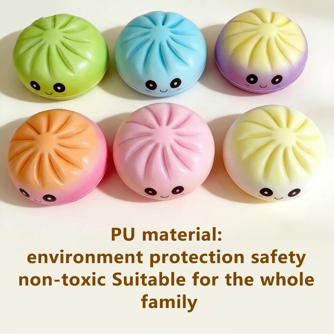 Premium Squishies Dumpling Bun Toy, Slow Rising PU Dumpling Stress Ball, Safe Non-Toxic Stress Relief Fidget Toy for Home