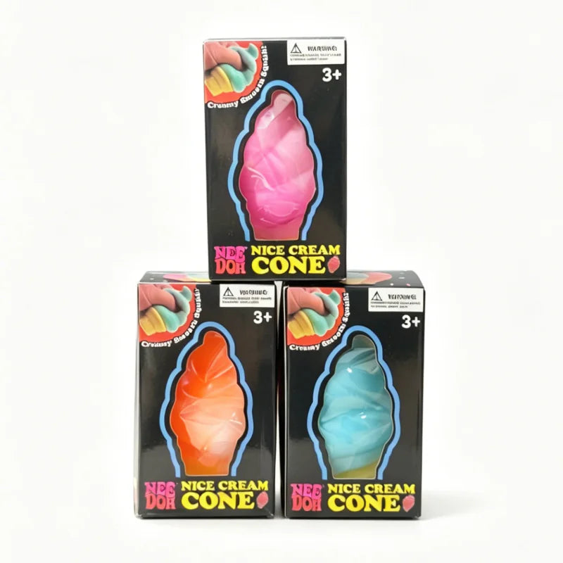 Needoh Nice Cream Cone Nice-Sicle Squishy Squeeze Toy Gradient Non-toxic for ADHD Stress Anxiety Relieve Fidget Sensory Desk Toy