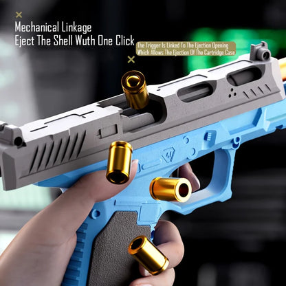 SIG17 Shell Throwing Toy Gun Continuous Firing Blowback Soft Bullet Pistol Model Empty Hanging Weapon Children's Toy Boys Gift