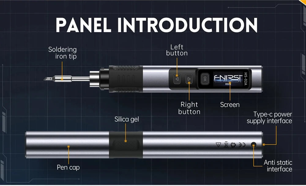 FNIRSI HS-02 Electric Soldering Iron PD100W Power Adjustable 100-450 ℃ Temperature Rapid Heating Repair Portable Toolbox Kit