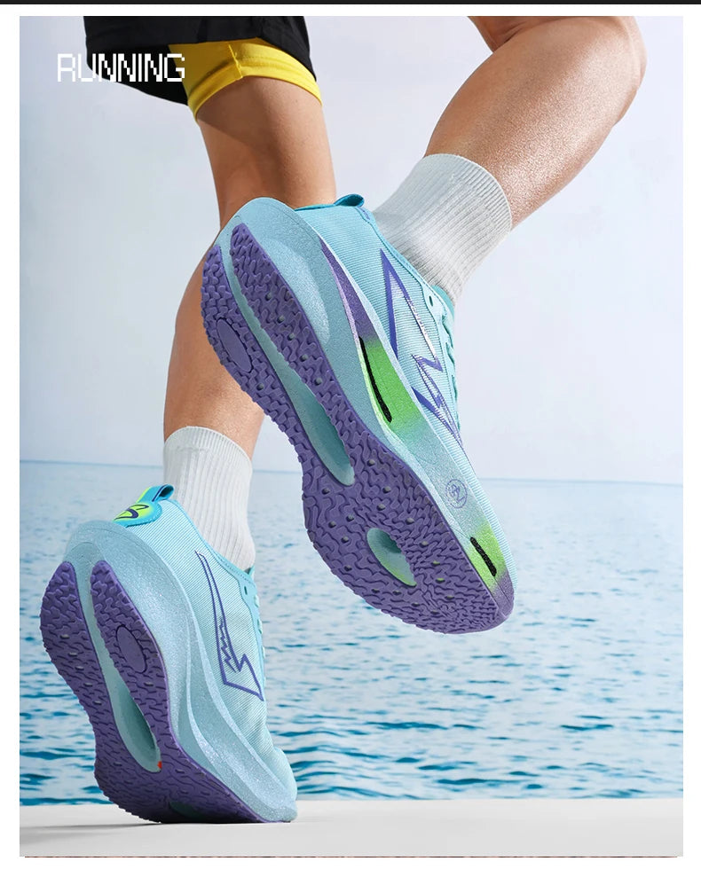 Men's Carbon Plate Breathable Mesh Running Shoes, Women's Marathon Shock-Absorbing and Anti Slip Chunta Sports Shoes